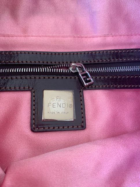 Sold Fendi Baguette Vintage Brown Canvas/cotton with embroidery sequins mirrors and tassels