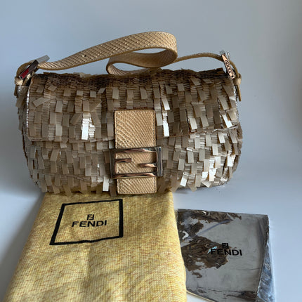 Sold Fendi Baguette in Gold sequins and python leather