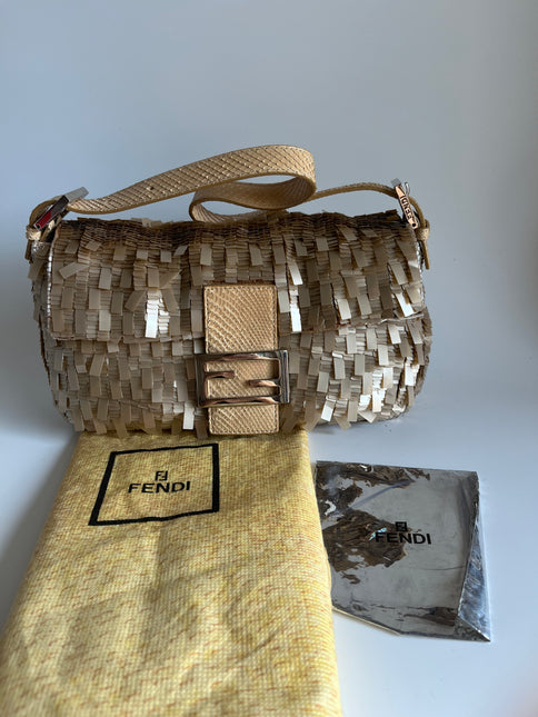 Sold Fendi Baguette in Gold sequins and python leather