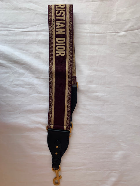 Sold Dior Strap red and beige canvas with Dior Logo Embroidery