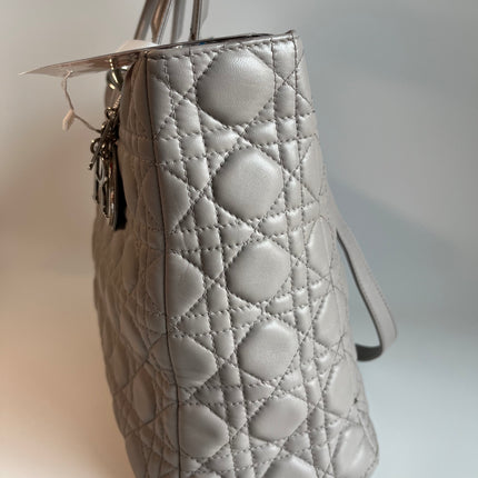 Sold Lady Dior Large Grey Leather handbag with strap