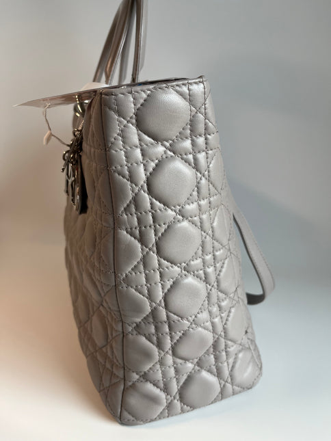 Sold Lady Dior Large Grey Leather handbag with strap
