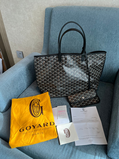 Sold Goyard Anjou Tote GM black leather reversible