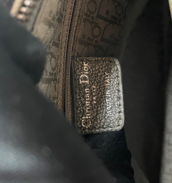 Sold Lady Dior Medium Calfskin Leather Gunmetal Silver Grey