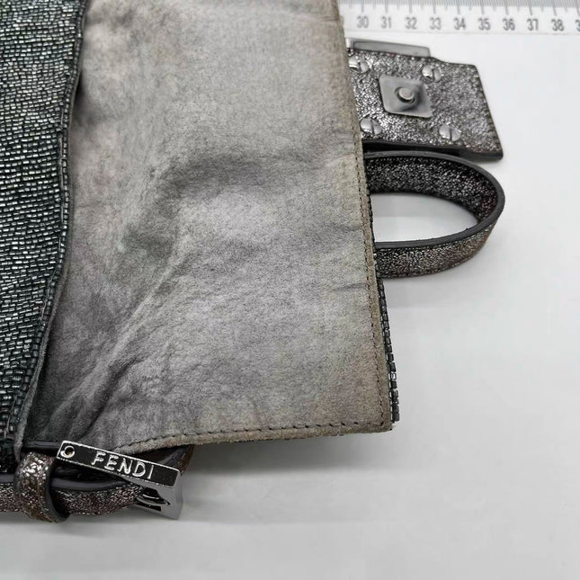 Sold Fendi Baguette Glitter Gunmetal black glitter