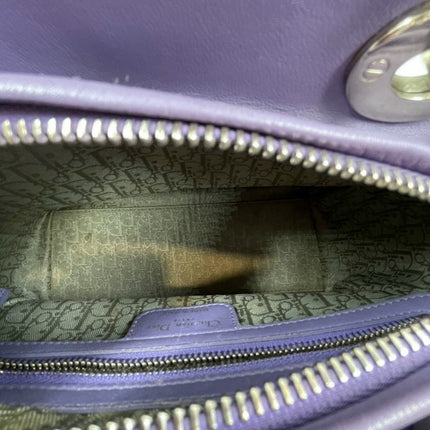 Sold  Lady Dior Medium Cannage lambskin leather pastel purple/lilac/lavender handbag with shoulder strap