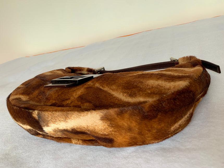 Sold Fendi Croissant Shoulderbag Medium Size Ponyhair calfskin Brown