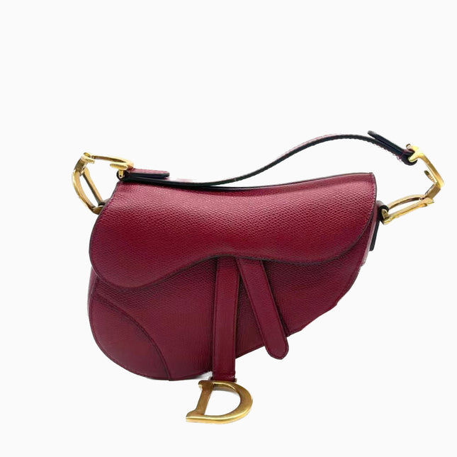 Sold Dior Saddle bag red grain leather mini size with strap-Luxbags