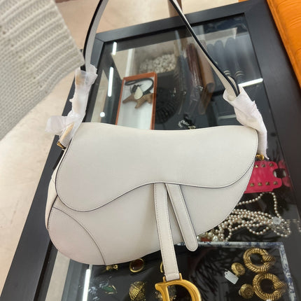 Sold Dior Saddle White Medium Leather Handbag like new
