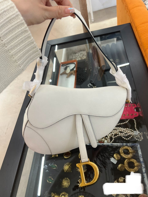 Sold Dior Saddle White Medium Leather Handbag like new