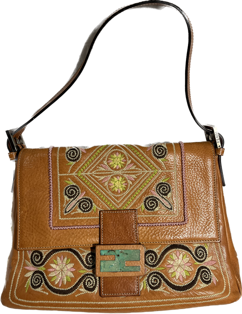 Sold  Fendi Mamma Baguette Brown leather with embroidery