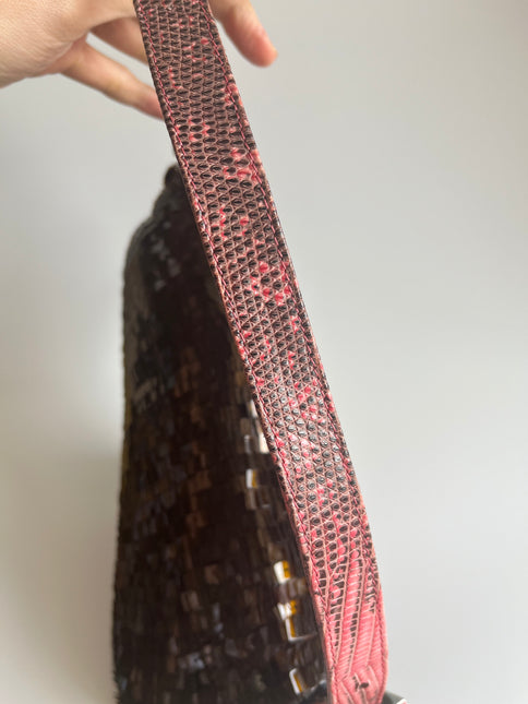 Fendi Baguette Pink Lizzard Skin Strap 