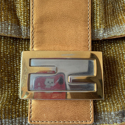 Fendi Baguette in Dark Gold Glitter beads and leather buckle
