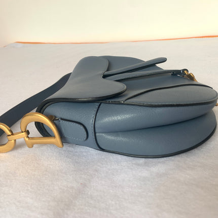 Sold Dior Saddle Medium leather greyish blue