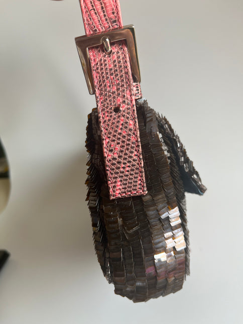 Fendi Baguette Pink Lizzard Skin Strap 