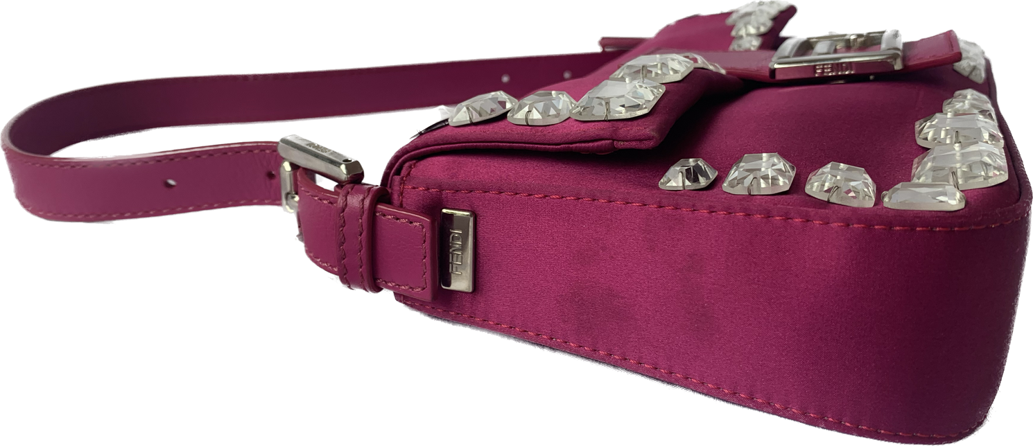 Sold FENDI Baguette Pink Silk with Large Crystals