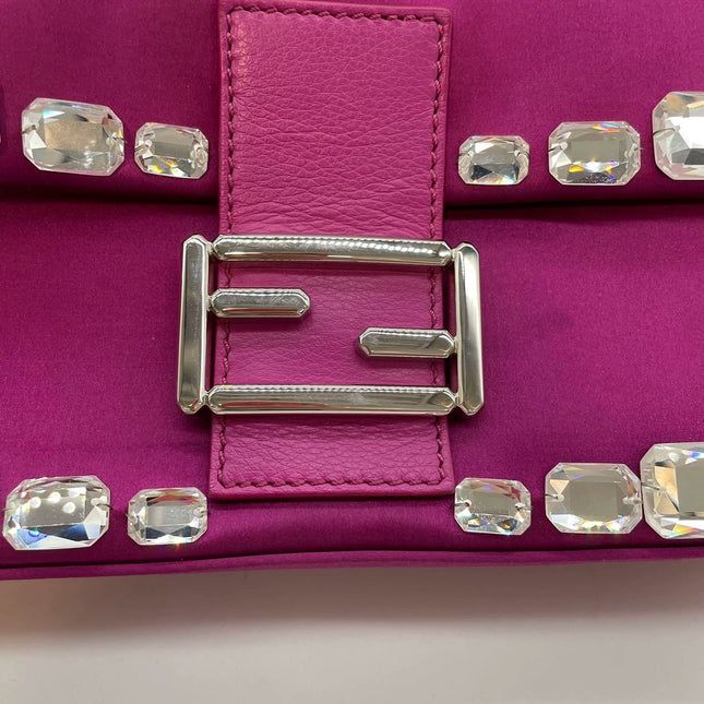 Sold FENDI Baguette Pink Silk with Large Crystals