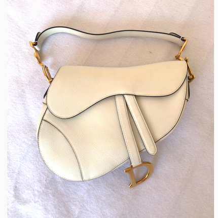 Sold Dior Saddle White Medium Leather Handbag like new