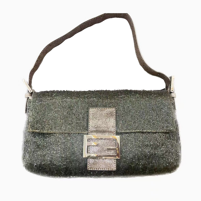 Sold Fendi Baguette Glitter Gunmetal black glitter