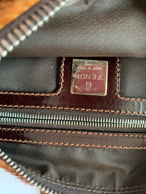 Sold Fendi Croissant Shoulderbag Medium Size Ponyhair calfskin Brown