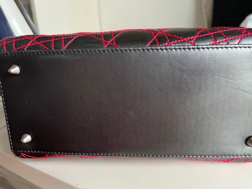 Sold Lady Dior Medium Gunmetal Grey Cannage Lambskin 2011 Limited Edition Handbag