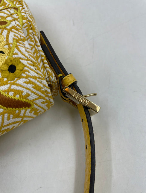 Sold Fendi Baguette 1997 in Yellow FF vertigo Jacquard with embroidery