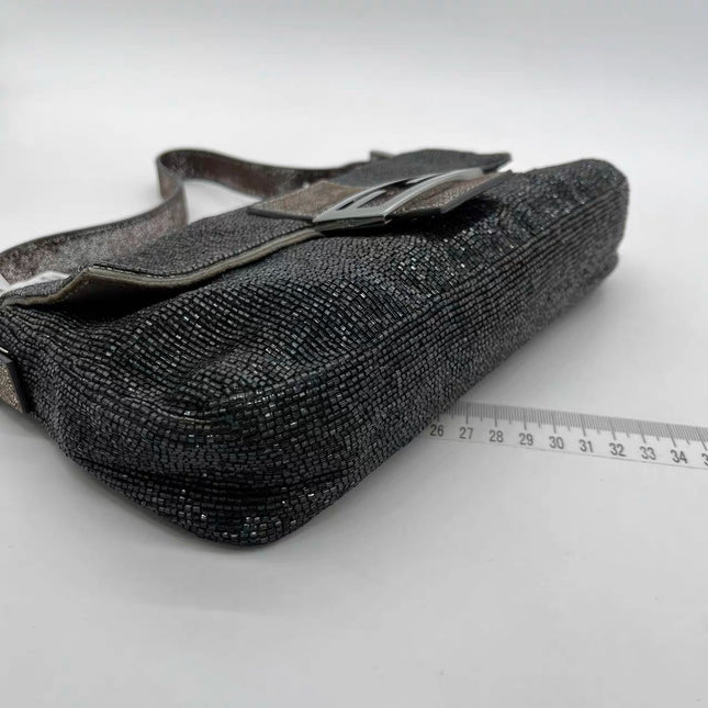 Sold Fendi Baguette Glitter Gunmetal black glitter