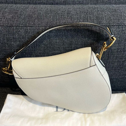 Sold Dior Saddle White Medium Grained Leather Handbag like new