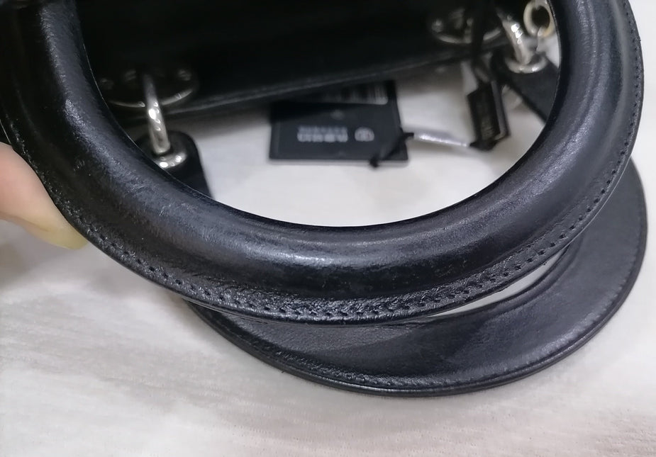 Sold Lady Dior Medium Black Cannage Lambskin Leather