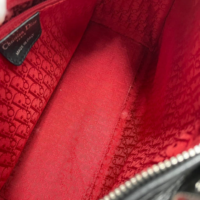 Sold Lady Dior Medium Black Cannage Lambskin Leather
