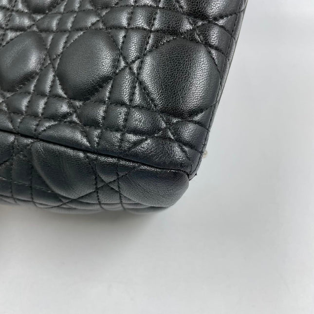 Sold Lady Dior Medium Black Cannage Lambskin Leather