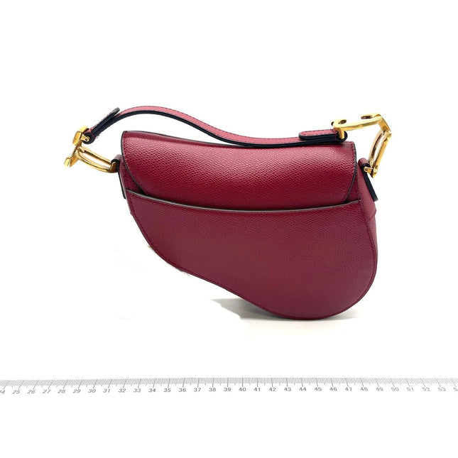 Sold Dior Saddle bag red grain leather mini size with strap