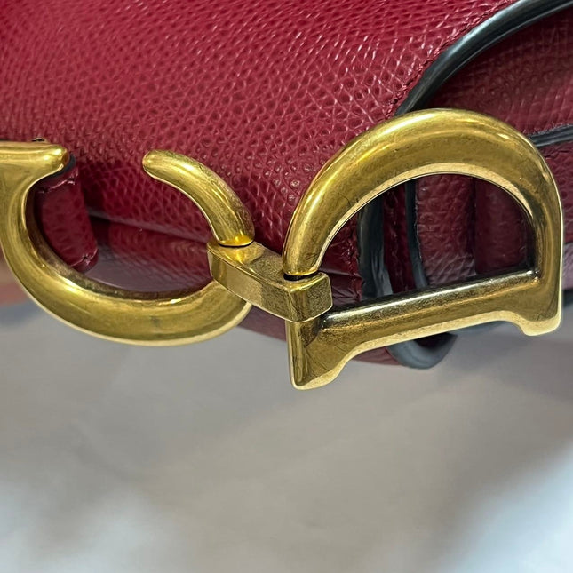 Sold Dior Saddle bag red grain leather mini size with strap