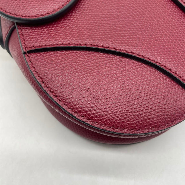 Sold Dior Saddle bag red grain leather mini size with strap