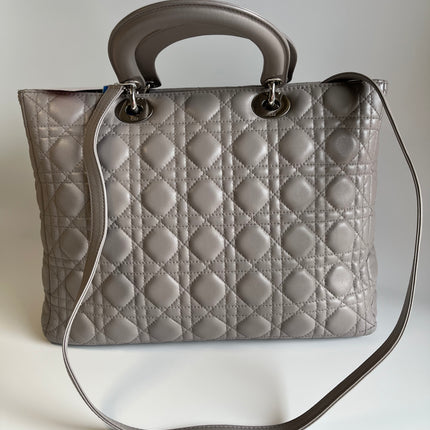 Sold Lady Dior Large Grey Leather handbag with strap