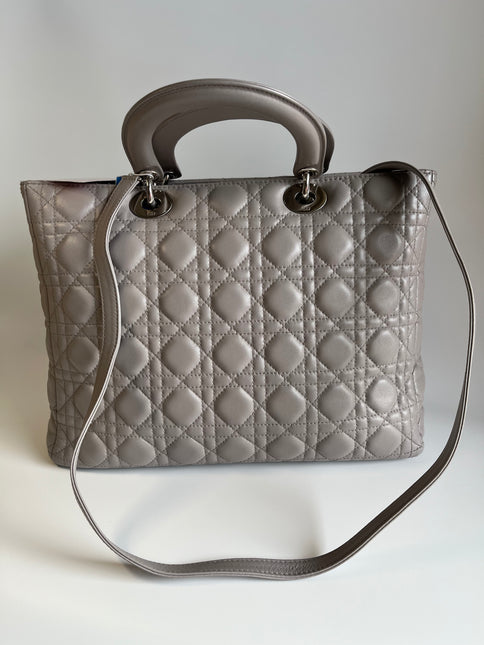 Sold Lady Dior Large Grey Leather handbag with strap