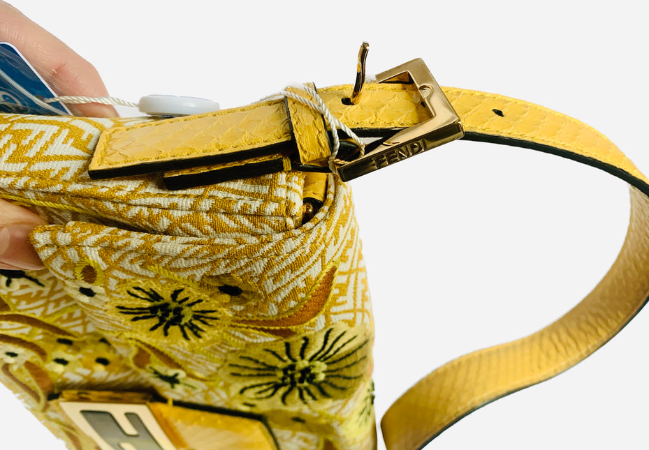 Sold Fendi Baguette 1997 in Yellow FF vertigo Jacquard with embroidery