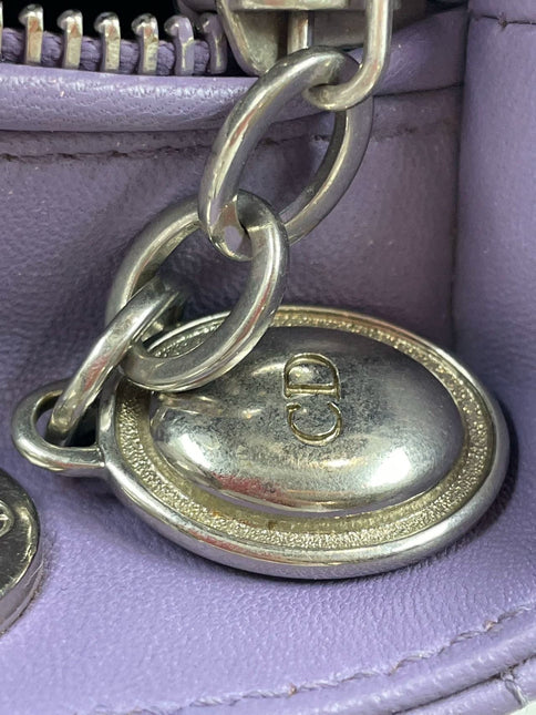 Sold  Lady Dior Medium Cannage lambskin leather pastel purple/lilac/lavender handbag with shoulder strap