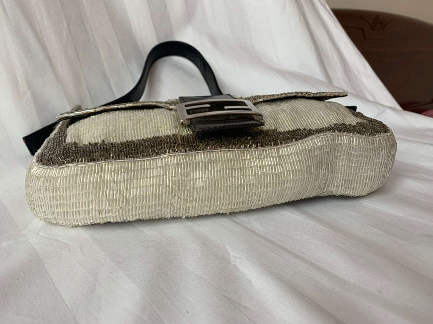 Sold Fendi Baguette Glitter white and grey