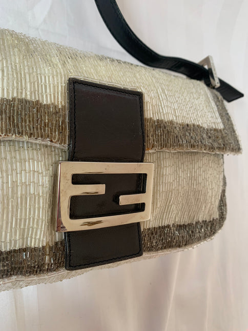 Sold Fendi Baguette Glitter white and grey