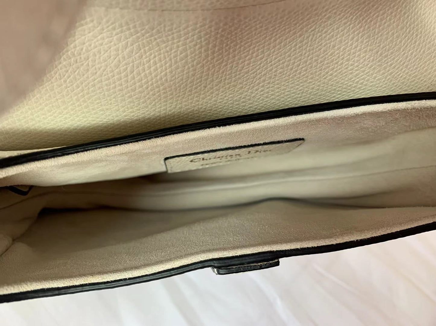 Dior Saddle bag white grain leather mini interior