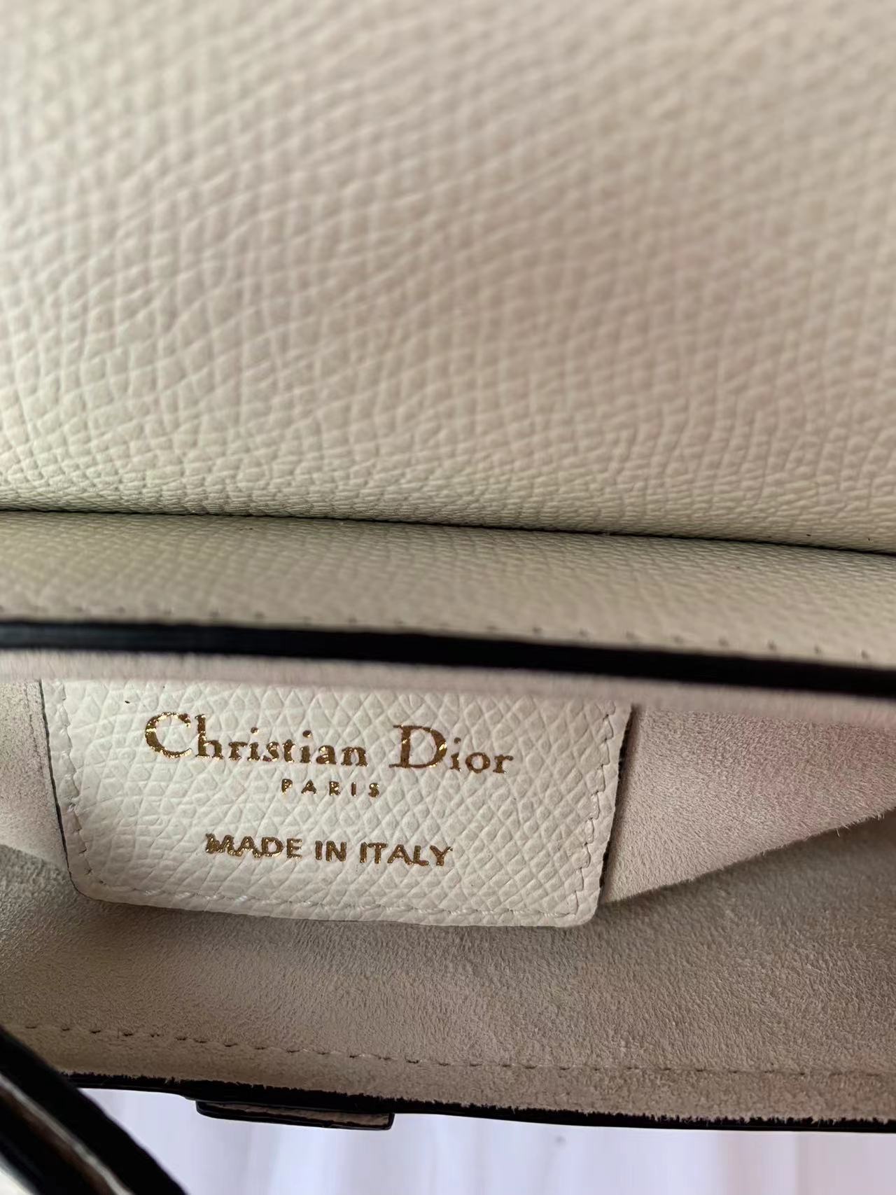 Dior Saddle bag white grain leather mini brand logo