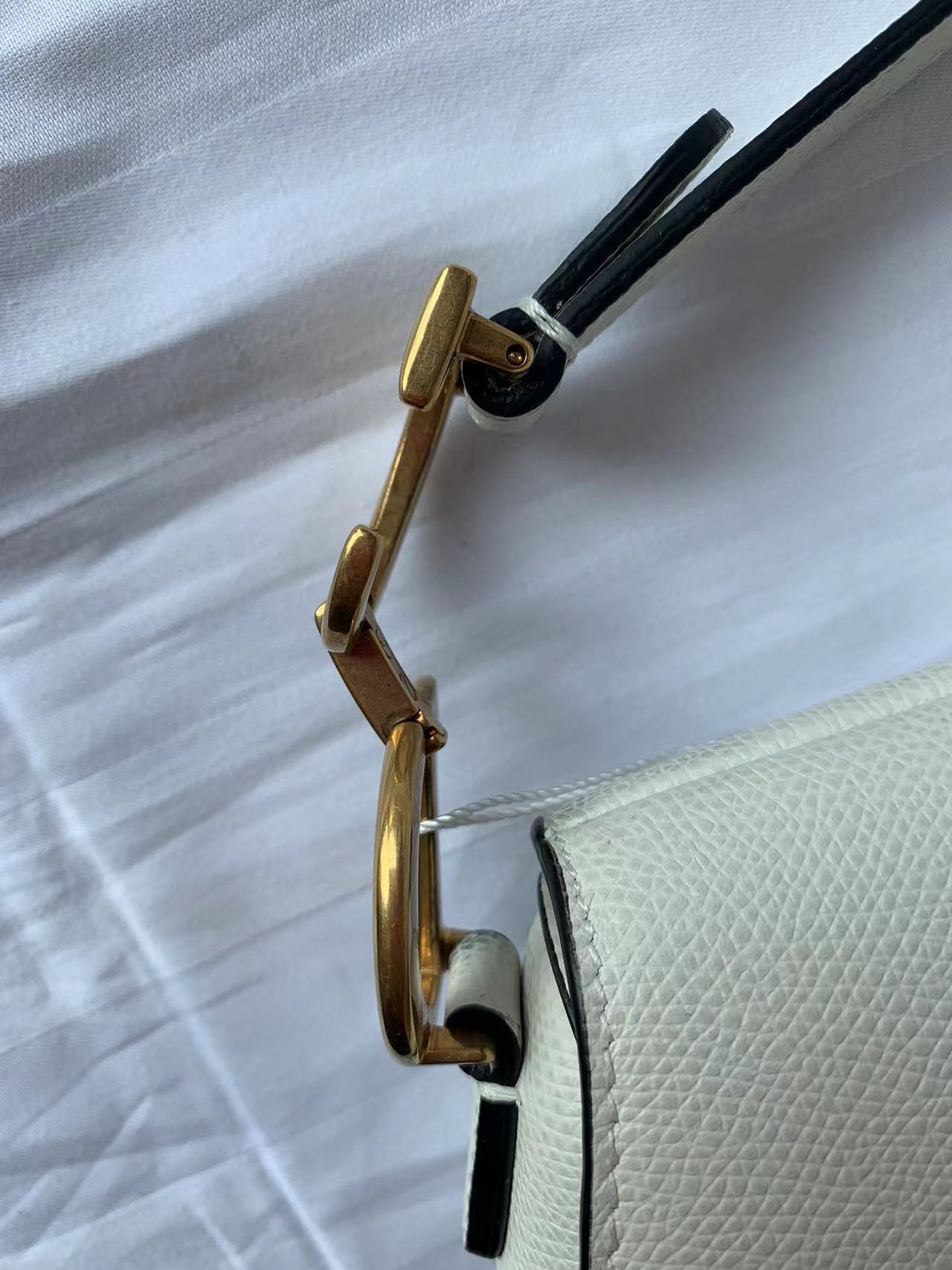 Dior Saddle bag white grain leather mini hardware