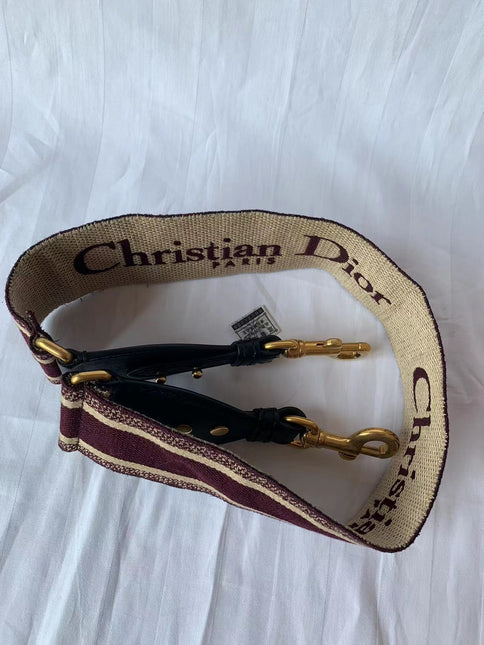 Sold Dior Strap red and beige canvas with Dior Logo Embroidery