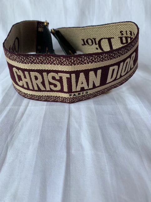 Sold Dior Strap red and beige canvas with Dior Logo Embroidery