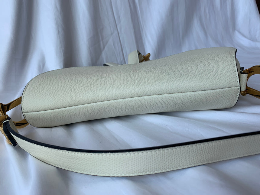 Sold Dior Saddle White Medium Grained Leather Handbag like new