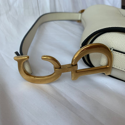 Sold Dior Saddle White Medium Grained Leather Handbag like new