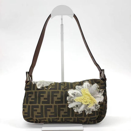 Sold FENDI Baguette Zucca Print with Flower Embroidery