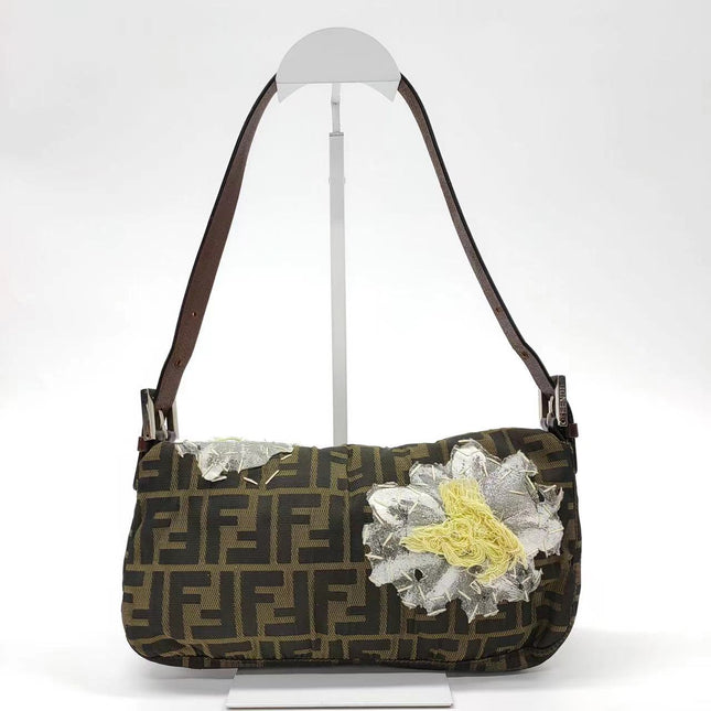 Sold FENDI Baguette Zucca Print with Flower Embroidery
