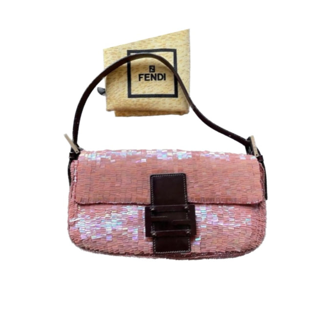Sold Fendi Baguette Glitter Pink square sequins